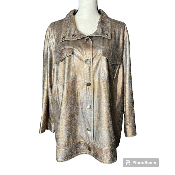 NEW Ruby Rd. Women's Jacket Size 24W in Gold and Gray Snap Front - Picture 2 of 8